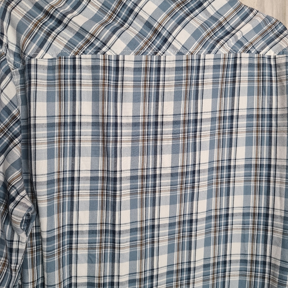 Tony Hawk Blue and White Plaid Button Up Long Sleeve Shirt Casual - Picture 9 of 10